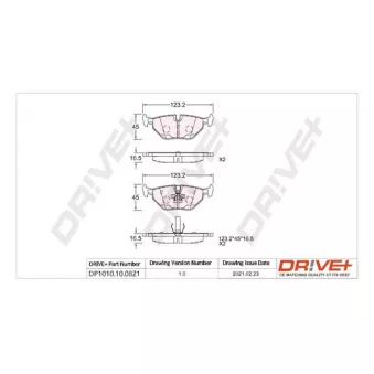 Jeu de 4 plaquettes de frein arrière Dr!ve+ DP1010.10.0821