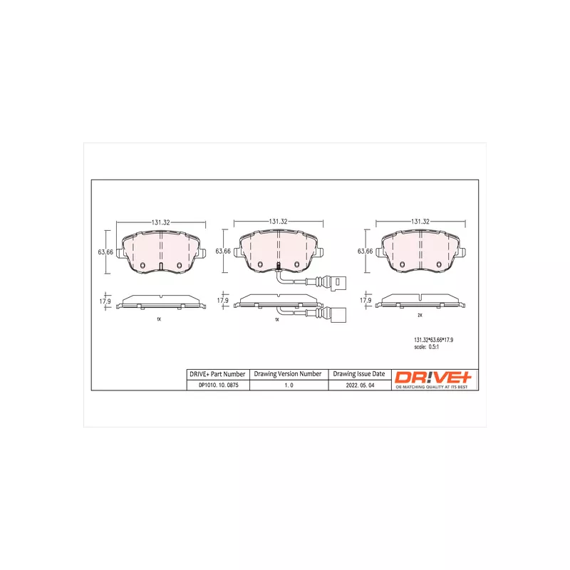 Jeu de 4 plaquettes de frein avant Dr!ve+ DP1010.10.0875