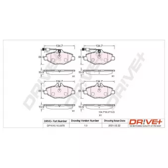 Jeu de 4 plaquettes de frein avant Dr!ve+