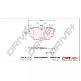 Jeu de 4 plaquettes de frein arrière Dr!ve+ DP1010.10.0913