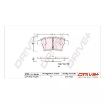 Jeu de 4 plaquettes de frein arrière Dr!ve+ DP1010.10.0917