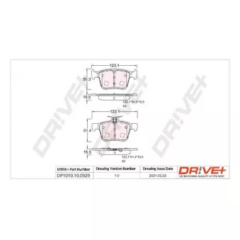 Jeu de 4 plaquettes de frein arrière Dr!ve+ DP1010.10.0929