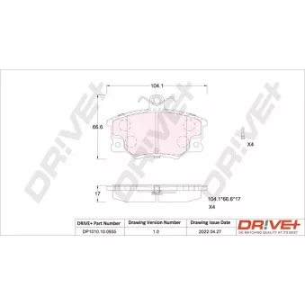 Jeu de 4 plaquettes de frein avant Dr!ve+ DP1010.10.0935