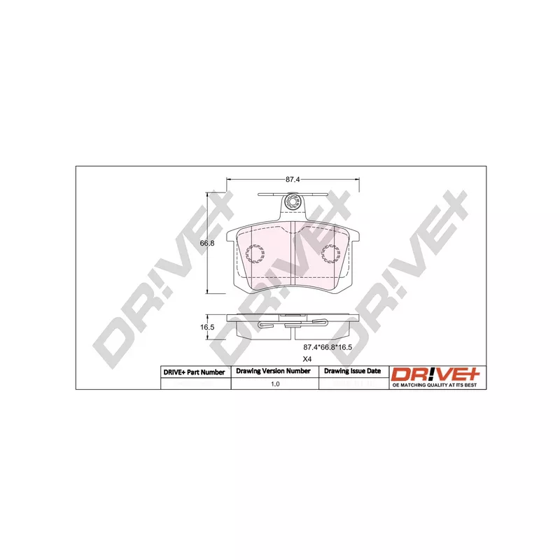 Jeu de 4 plaquettes de frein arrière Dr!ve+ DP1010.10.0943