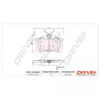 Jeu de 4 plaquettes de frein arrière Dr!ve+ DP1010.10.0952