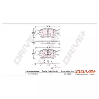 Jeu de 4 plaquettes de frein avant Dr!ve+ DP1010.10.0960