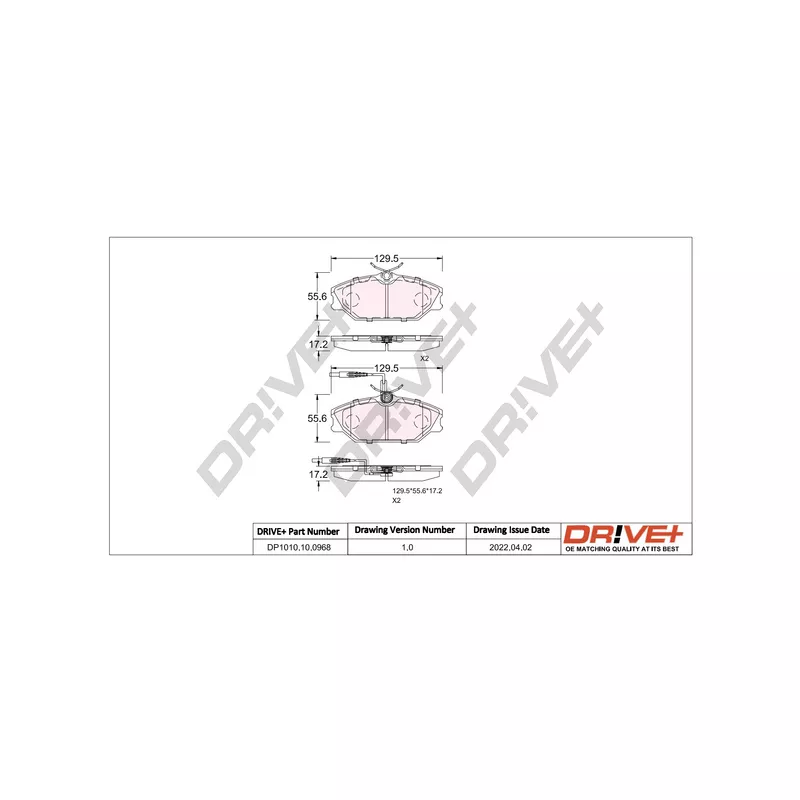 Jeu de 4 plaquettes de frein avant Dr!ve+ DP1010.10.0968