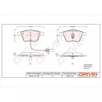 Jeu de 4 plaquettes de frein avant Dr!ve+ DP1010.10.1120