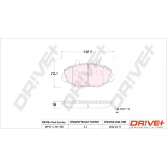 Jeu de 4 plaquettes de frein avant Dr!ve+ DP1010.10.1169