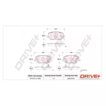 Jeu de 4 plaquettes de frein avant Dr!ve+ DP1010.10.1246