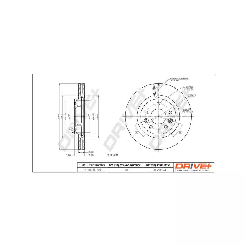 Jeu de 2 disques de frein avant Dr!ve+ DP1010.11.1628