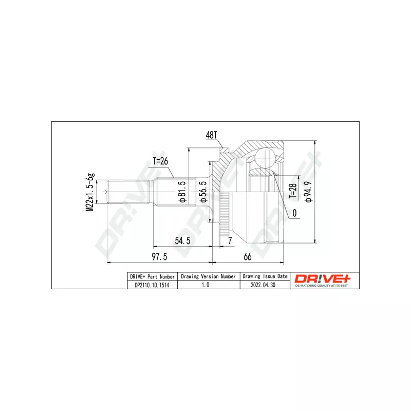 Embout de cardan avant (kit de réparation) Dr!ve+ DP2110.10.1514