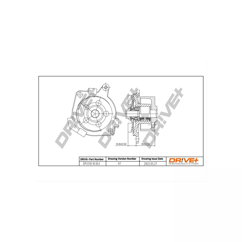 Pompe à eau, refroidissement du moteur Dr!ve+ DP2310.10.063