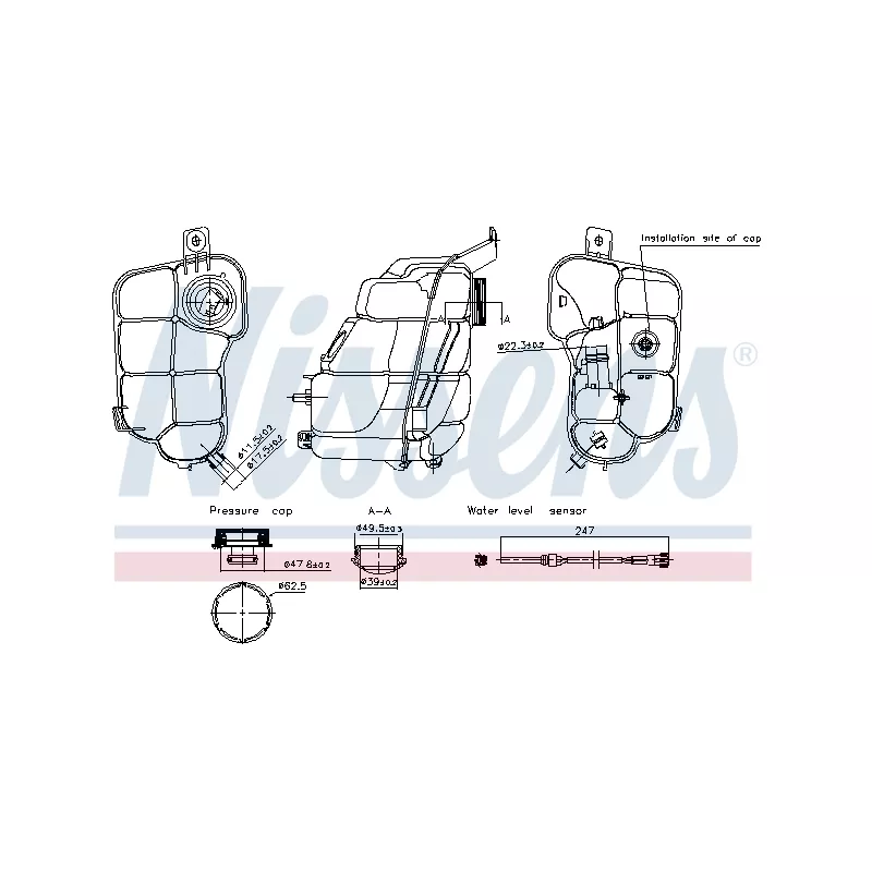 Vase d'expansion, liquide de refroidissement NISSENS 996318