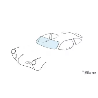 Pare-brise - Karmann Ghia coupé/cabriolet clair YOUNG PARTS 8980-000