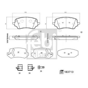 Jeu de 4 plaquettes de frein avant FEBI BILSTEIN 183713