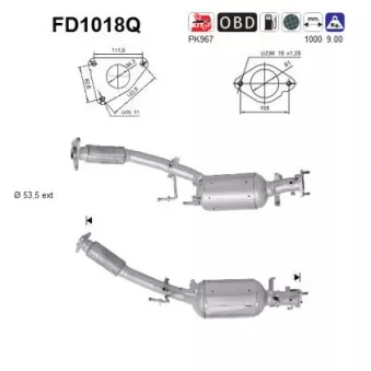 Filtre à particules / à suie, échappement AS FD1018Q