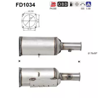 Filtre à particules / à suie, échappement AS FD1034