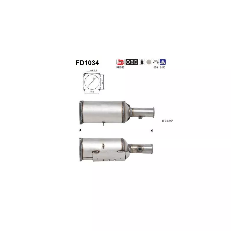 Filtre à particules / à suie, échappement AS FD1034