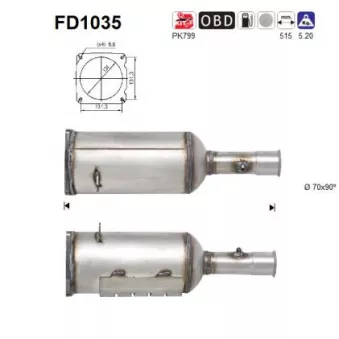 Filtre à particules / à suie, échappement AS FD1035