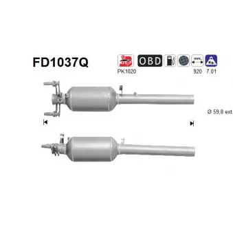 Filtre à particules / à suie, échappement AS FD1037Q