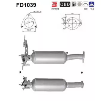 Filtre à particules / à suie, échappement AS FD1039