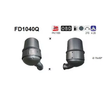 Filtre à particules / à suie, échappement AS FD1040Q