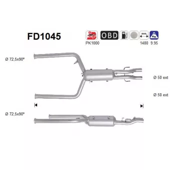 Filtre à particules / à suie, échappement AS FD1045