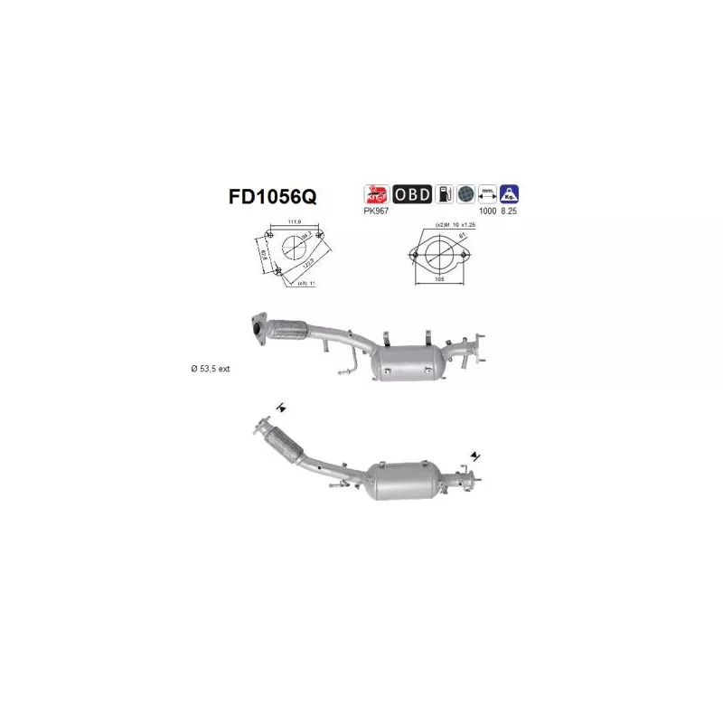 Filtre à particules / à suie, échappement AS FD1056Q