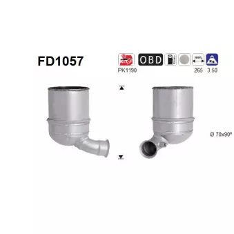 Filtre à particules / à suie, échappement AS FD1057