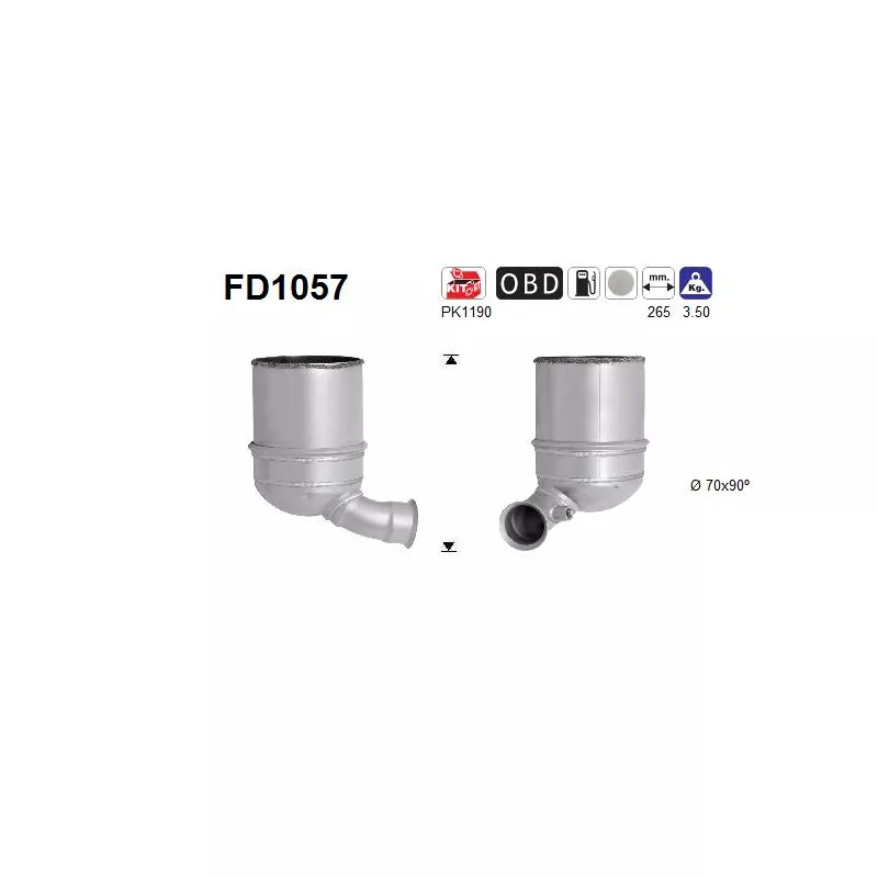 Filtre à particules / à suie, échappement AS FD1057