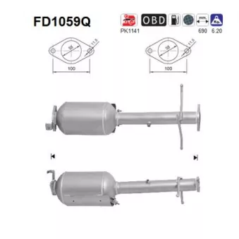 Filtre à particules / à suie, échappement AS FD1059Q