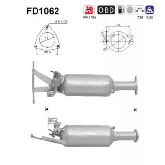 Filtre à particules / à suie, échappement AS FD1062