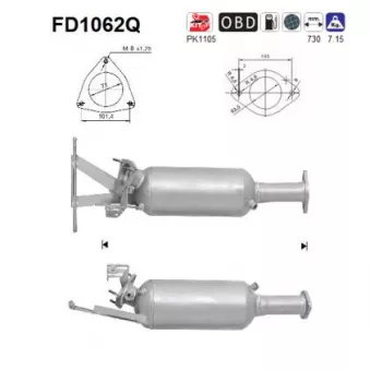 Filtre à particules / à suie, échappement AS FD1062Q