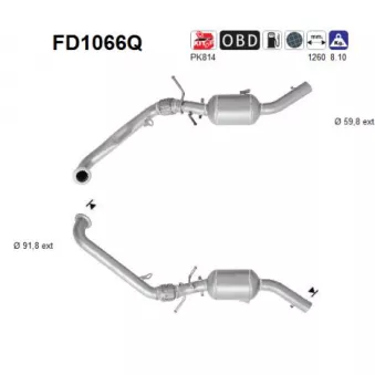 Filtre à particules / à suie, échappement AS FD1066Q