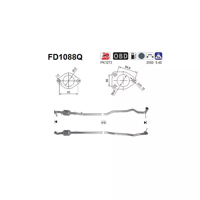 Filtre à particules / à suie, échappement AS FD1088Q