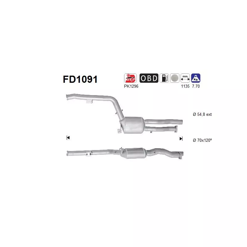 Filtre à particules / à suie, échappement AS FD1091