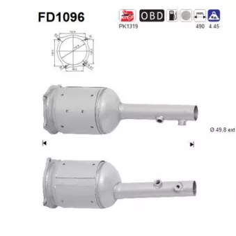 Filtre à particules / à suie, échappement AS FD1096