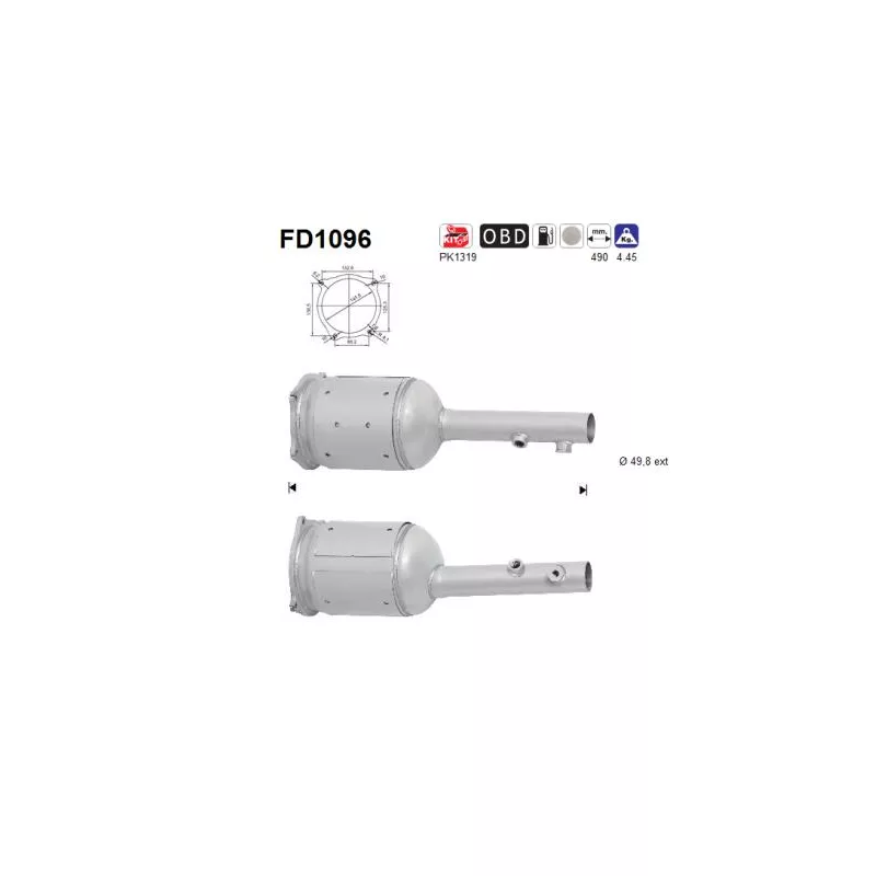 Filtre à particules / à suie, échappement AS FD1096