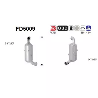 Filtre à particules / à suie, échappement AS FD5009