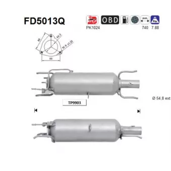 Filtre à particules / à suie, échappement AS FD5013Q