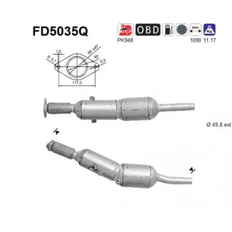 Filtre à particules / à suie, échappement AS FD5035Q