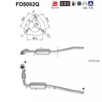 Filtre à particules / à suie, échappement AS FD5082Q