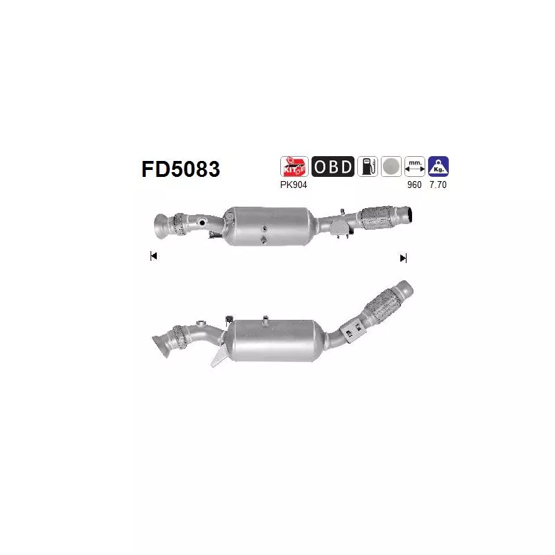 Filtre à particules / à suie, échappement AS FD5083