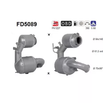 Filtre à particules / à suie, échappement AS FD5089