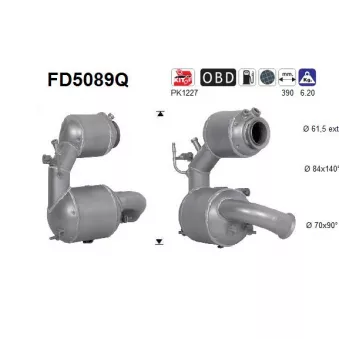 Filtre à particules / à suie, échappement AS FD5089Q