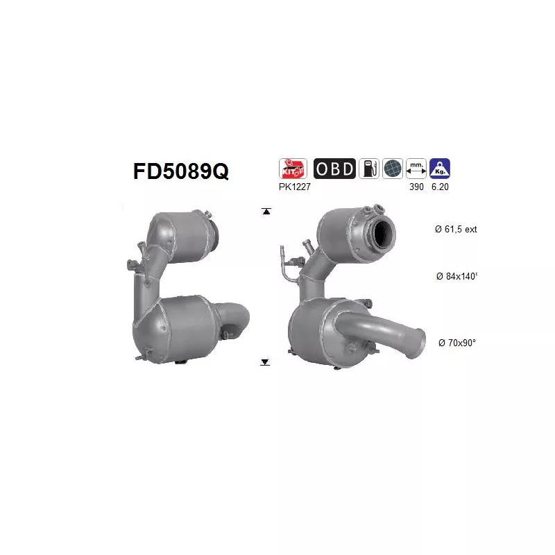 Filtre à particules / à suie, échappement AS FD5089Q