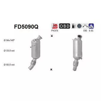 Filtre à particules / à suie, échappement AS FD5090Q