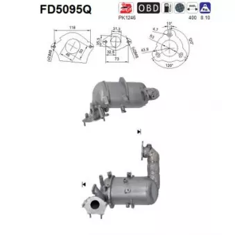 Filtre à particules / à suie, échappement AS FD5095Q