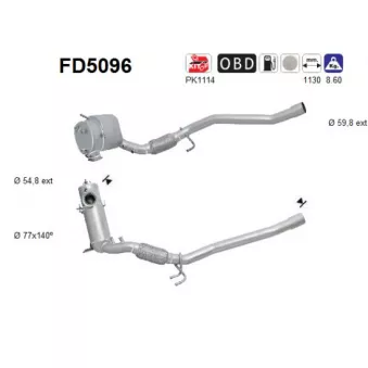 Filtre à particules / à suie, échappement AS FD5096